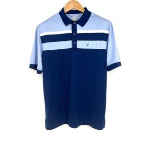 Callaway Mens Golf Polo Shirt Short Sleeve Opti-Dri‎ Blue White Stripe Size M